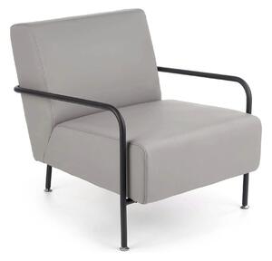 Fotoliu CUPER, gri/negru, piele ecologica/otel, 69x82x75 cm
