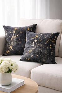 Perna Decorativa din Catifea Neagra cu insertii aurii Velunia