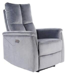 Fotoliu recliner NEPTUN, gri, stofa catifelata/metal, 76x94/160x96 cm