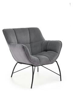 Scaun de relaxare modern BELTON, gri/negru, stofa catifelata/otel, 74x