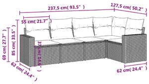 Set canapele de grădină cu perne, 5 piese, bej, poliratan