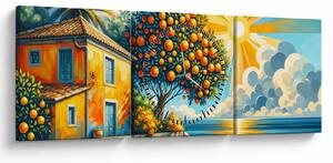 Tablou - Casă cu portocale I. (cu ceas) (90x30 cm)