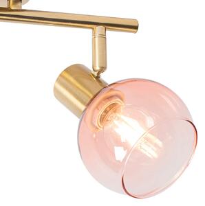 Spot Art Deco auriu cu sticla roz 2 lumini - Vidro