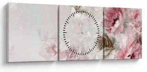 Tablou - Pictura flori roz (cu ceas) (90x30 cm)