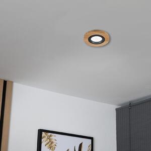 Lamkur Plafonieră LED încastrată Tobby, Ø 11,5 cm, lemn de stejar, GU10, reglabil, Lemn, Camera de zi / sufragerie, Lemn, Scandinavă, Corpuri de iluminat încastrate rotunde