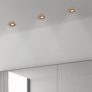 Lamkur Plafonieră LED încastrată Tobby, Ø 10 cm, set de 3, lemn stejar GU10, reglabil, Lemn, Camera de zi / sufragerie, Lemn, Scandinavă, Corpuri de iluminat încastrate rotunde