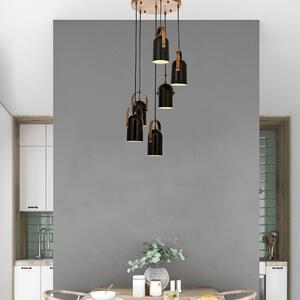 Avonni Lampă suspendată Esra, negru, Ø 40 cm, metal, 6 becuri, reglabil, Bronz / Alamă Veche, Camera de zi / sufragerie, Metal