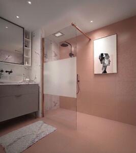 Erga Paris, Paravan de duș Walk-In 90x200 cm, sticlă transparentă/mată 8mm, profil mat cupră, ERG-V02-PARIS-090x200-MF-CO