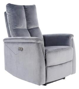 Fotoliu recliner NEPTUN M, gri, stofa catifelata/metal, functie de mas