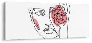 Tablou - Linie de artă față cu trandafir (120x50 cm)