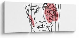 Tablou - Linie de artă față cu trandafir (cu ceas) (90x30 cm)