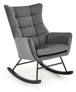 Scaun balansoar tapitat BAZALTO, gri/negru, stofa catifelata, 70x90x92