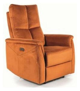Fotoliu recliner NEPTUN M, caramiziu, stofa catifelata/metal, functie