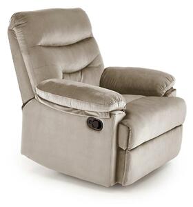 Fotoliu cu recliner DRAGER, bej/negru, stofa catifelata/metal, 88x90/1