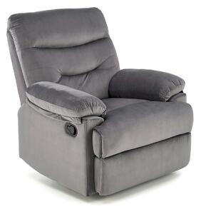 Fotoliu cu recliner DRAGER, gri/negru, stofa catifelata/metal, 88x90/1