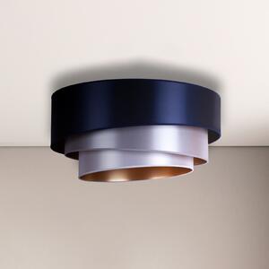 Euluna Plafonieră Trio Ø 60 cm, bleumarin/argintiu/alb/auriu, reglabil, Albastru, Camera de zi / sufragerie, Țesătură / Textil