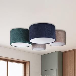 Euluna Plafonieră Boucle 4 becuri albastru/verde/cappuccino/gri, reglabil, Camera de zi / sufragerie, Țesătură / Textil