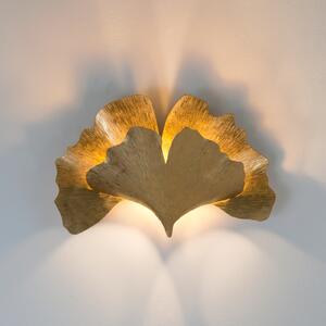 Holländer Aplică Ginkgo, aurie, lățime 38 cm, fier, Auriu / Alamă, Camera de zi / sufragerie, Metal, Design