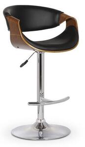 Scaun de bar Houston 666Argint, Nuca, Negru, 9x5x5cm, Piele ecologică, Metalic, Furnir din lemn natural