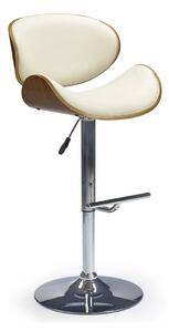 Scaun de bar Houston 517Nuca, Argint, Crem, 9x5x5cm, Piele ecologică, Metalic, Furnir din lemn natural