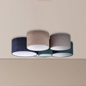 Euluna Plafonieră Boucle 6 becuri albastru/verde/cappuccino/gri, reglabil, Camera de zi / sufragerie, Țesătură / Textil