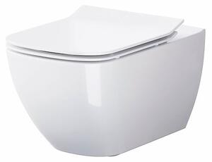 Vas wc suspendat rimless Cersanit Virgo Cleanon cu capac soft close inclus, alb