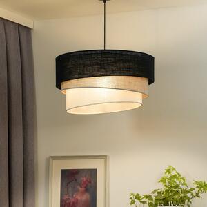 Euluna lampă suspendată Trio, negru/gri/alb, textil, Ø 45 cm, reglabil, Multicolor, Camera de zi / sufragerie, Țesătură / Textil, Modern