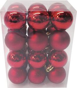 Set globuri Crăciun Lafiora Ø 4 cm roșu modele diferite 24 buc