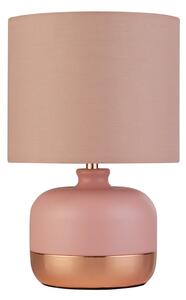Searchlight Lampa de masă Tamsin, roz, metal/textil, înălțime 27 cm, E14, Roz / Rosé, Camera de zi / sufragerie, Țesătură / Textil, Modern