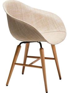 Scaun în stil scandinav Forum Wood Natural cu picioare din lemn natur și șezut bej din material sintetic