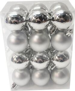 Set globuri Crăciun Lafiora Ø 4 cm argintiu modele diferite 24 buc
