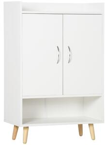 Dulap Pantofar Economie de spatiu din Lemn Alb cu Compartiment deschis, Dulap Pantofar Design pentru Intrare, 60x30x92cm HOMCOM | Aosom RO