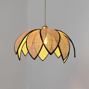 OSRAM Lampă suspendată Decor Rattan Lotus, Ø 48 cm, bej, E27, reglabil, Bej, Camera de zi / sufragerie, Lemn, Mediterană
