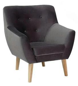 Fotoliu NORDIC 1, stofa catifelata gri - Bluvel 14, 76x75x90 cm