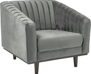 Fotoliu ASPREY, stofa catifelata gri - Bluvel 14, 83x85x78 cm