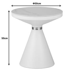 Masuta laterala Coozlin marmura alba piatra sinterizata si metal, alb-auriu, D50x50 cm