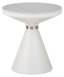 Masuta laterala Coozlin marmura alba piatra sinterizata si metal, alb-auriu, D50x50 cm