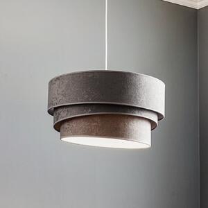 Duolla Lampă suspendată Devon, gri/alb Ø45cm, reglabil, Gri, Camera de zi / sufragerie, Țesătură / Textil, Modern