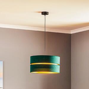 Euluna Duo lampă suspendată verde/auriu Ø40cm 1 bec, reglabil, Verde, Camera de zi / sufragerie, Țesătură / Textil, Modern