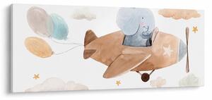 Tablou - Acuarelă elefant într-un avion (120x50 cm)