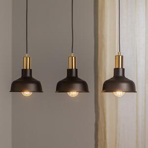 EMIBIG LIGHTING Lampă suspendată Gubo, 3 becuri, negru, reglabil, Negru, Camera de zi / sufragerie, Metal, Design industrial