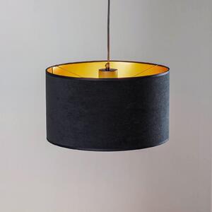 EMIBIG LIGHTING Lampă suspendată Jari cu abajur din pânză 1 bec, negru-auriu, reglabil, Negru, Camera de zi / sufragerie, Țesătură / Textil