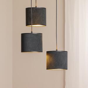 EMIBIG LIGHTING Lampă suspendată Jari abajur din pânză 3 becuri rotundă negru-auriu, reglabil, Negru, Camera de zi / sufragerie, Țesătură / Textil