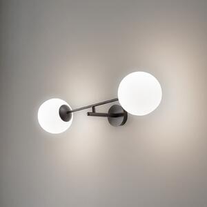 EMIBIG LIGHTING Aplică de perete Linear, negru/opal, 2 becuri, reglabil, Negru, Camera de zi / sufragerie, Metal, Modern