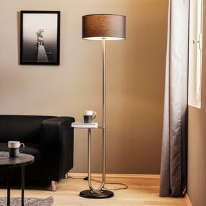 ONLI Lampadar Pongo cu abajur din pânză și raft, Negru, Camera de zi / sufragerie, Țesătură / Textil, Modern