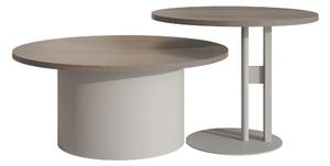 Set de măsuțe de cafea Oswego 160Cașmir, Stejar, 3cm, PAL laminat, Rotund