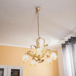 ONLI Candelabru Elena în stil florentin cu 5 becuri, reglabil, Auriu / Alamă, Camera de zi / sufragerie, Metal, Florentin