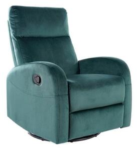 Fotoliu recliner OLIMP, verde inchis/negru, stofa catifelata/metal, 72