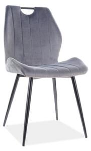 Scaun tapitat ARCO, gri/negru, stofa catifelata/metal, 51x46x91 cm