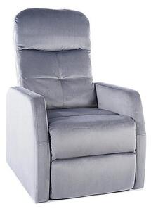 Fotoliu recliner ARES, gri, stofa catifelata, 63x76/150x100 cm